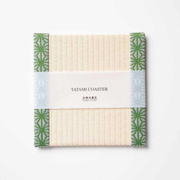 C001 - Tatami Coaster, Hemp Leaf Pattern (Green)