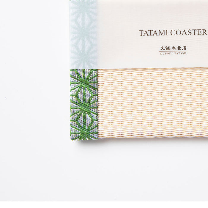 C001 - Tatami Coaster, Hemp Leaf Pattern (Green)