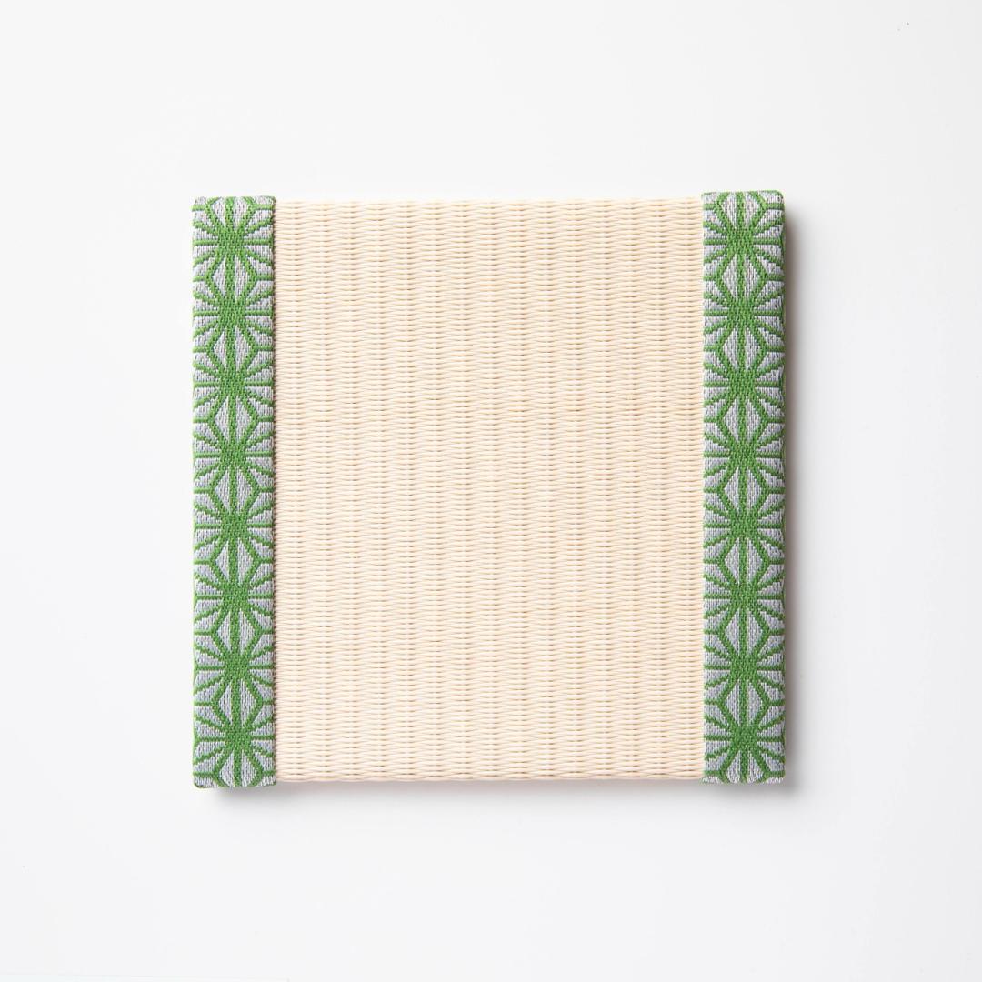 C001 - Tatami Coaster, Hemp Leaf Pattern (Green)