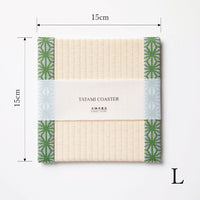 C001 - Tatami Coaster, Hemp Leaf Pattern (Green)