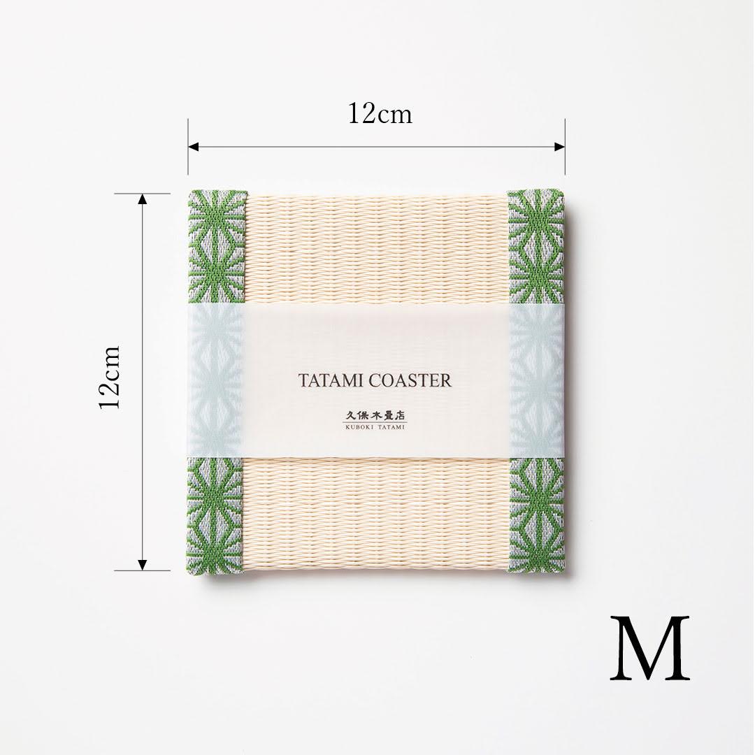 C001 - Tatami Coaster, Hemp Leaf Pattern (Green)