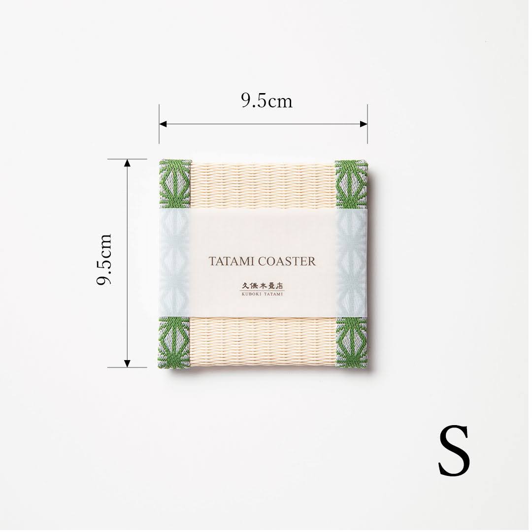C001 - Tatami Coaster, Hemp Leaf Pattern (Green)