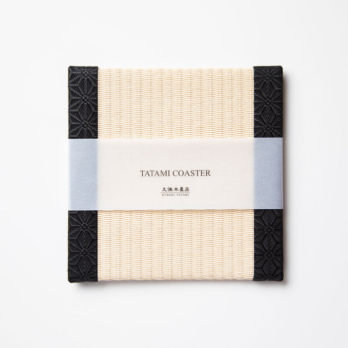 C002 - Tatami Coaster, Hemp Leaf Pattern (Black)