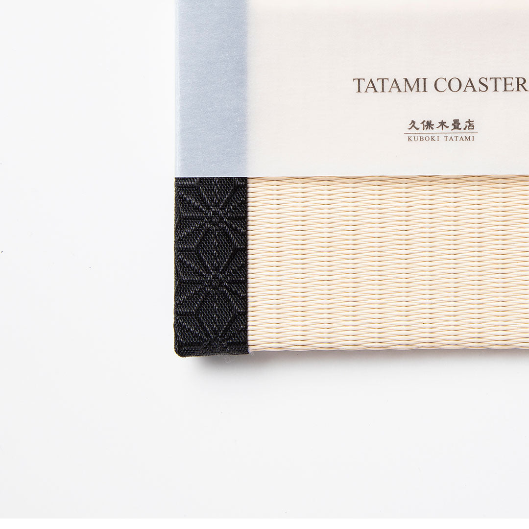 C002 - Tatami Coaster, Hemp Leaf Pattern (Black)