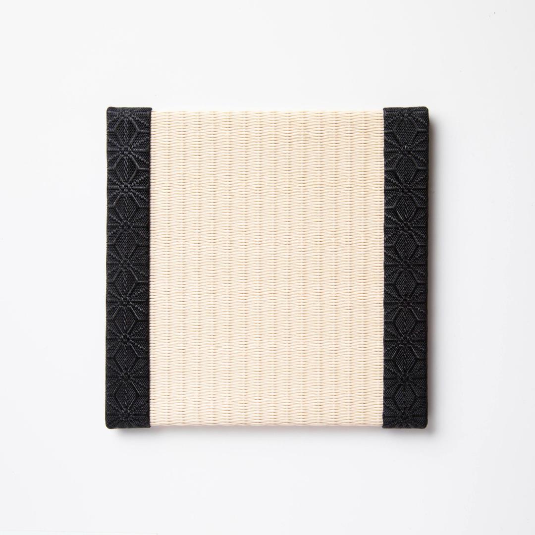 C002 - Tatami Coaster, Hemp Leaf Pattern (Black)
