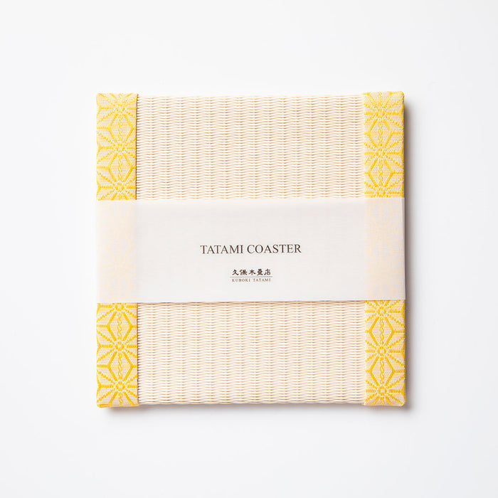 C003 - Tatami Coaster, Hemp Leaf Pattern (Yellow)