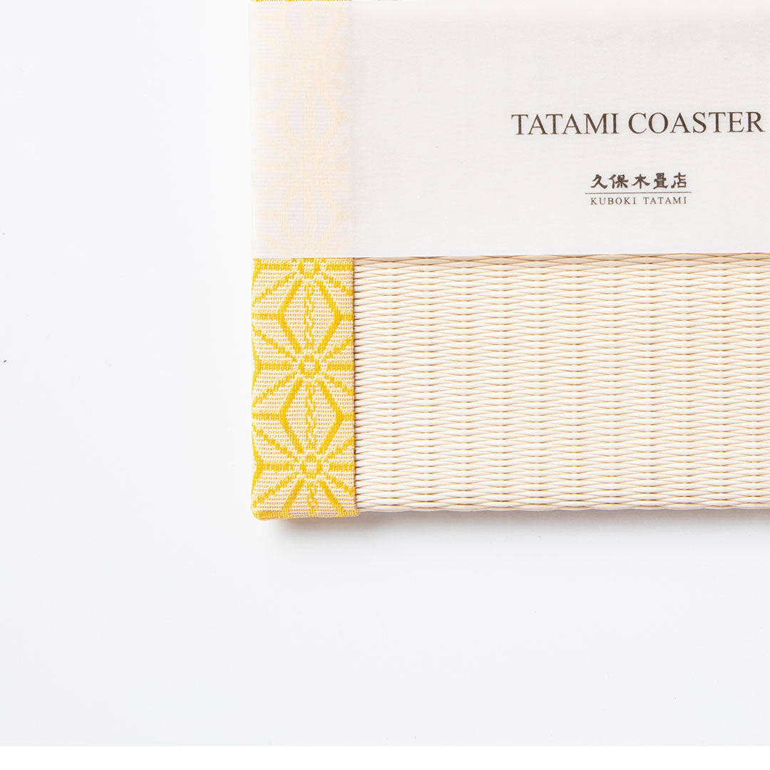 C003 - Tatami Coaster, Hemp Leaf Pattern (Yellow)
