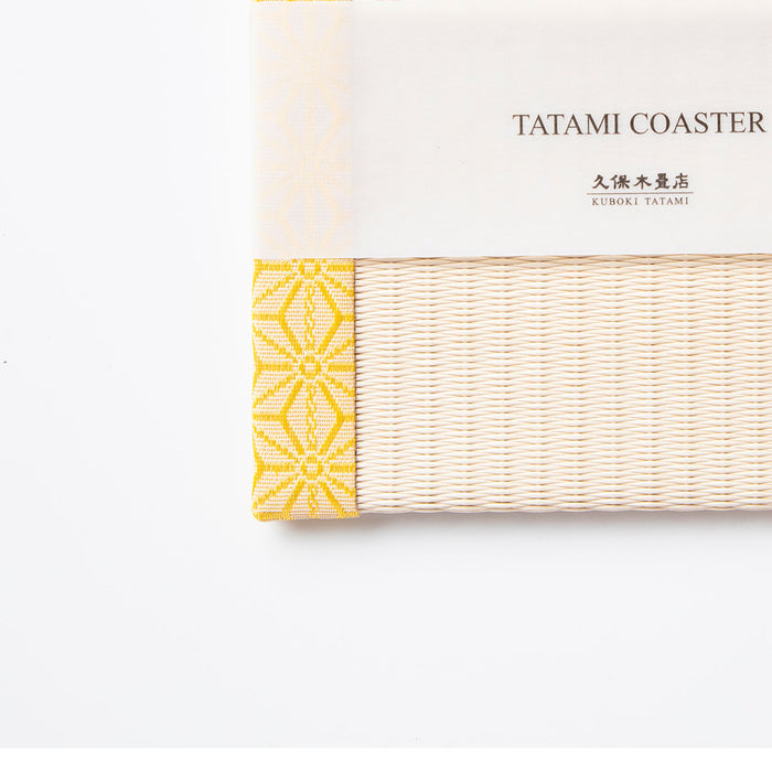 C003 - Tatami Coaster, Hemp Leaf Pattern (Yellow)