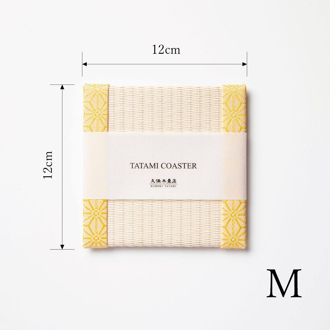 C003 - Tatami Coaster, Hemp Leaf Pattern (Yellow)