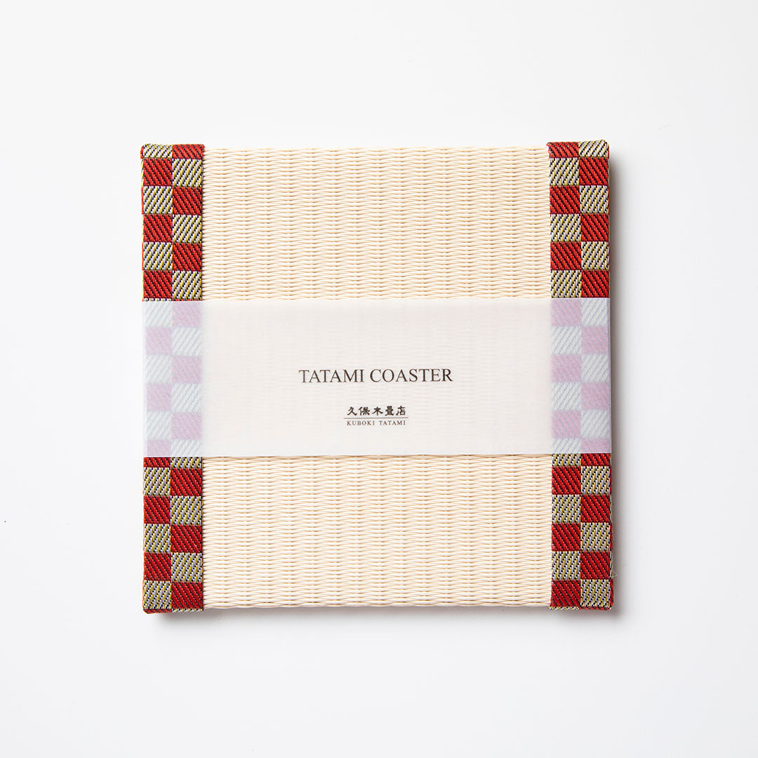 C012 - Tatami Coaster Checkered (Red)