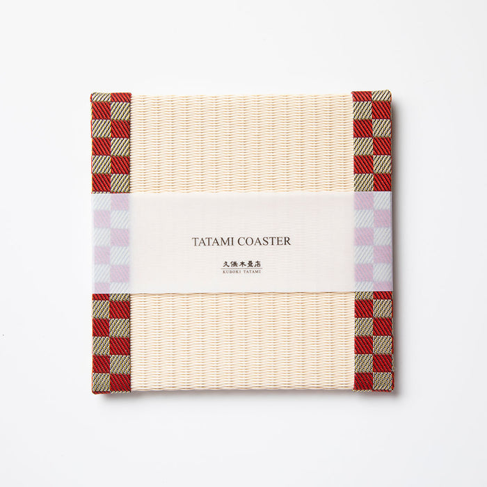 C012 - Tatami Coaster Checkered (Red)