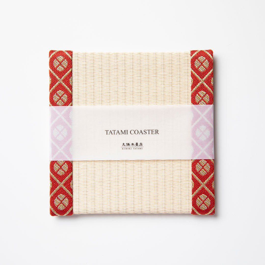C042 - Tatami Coaster, Komon Korai (Red)