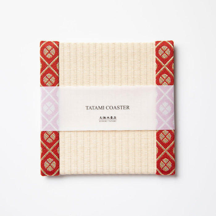 C042 - Tatami Coaster, Komon Korai (Red)