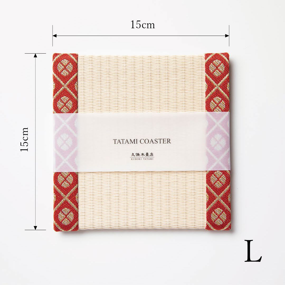 C042 - Tatami Coaster, Komon Korai (Red)