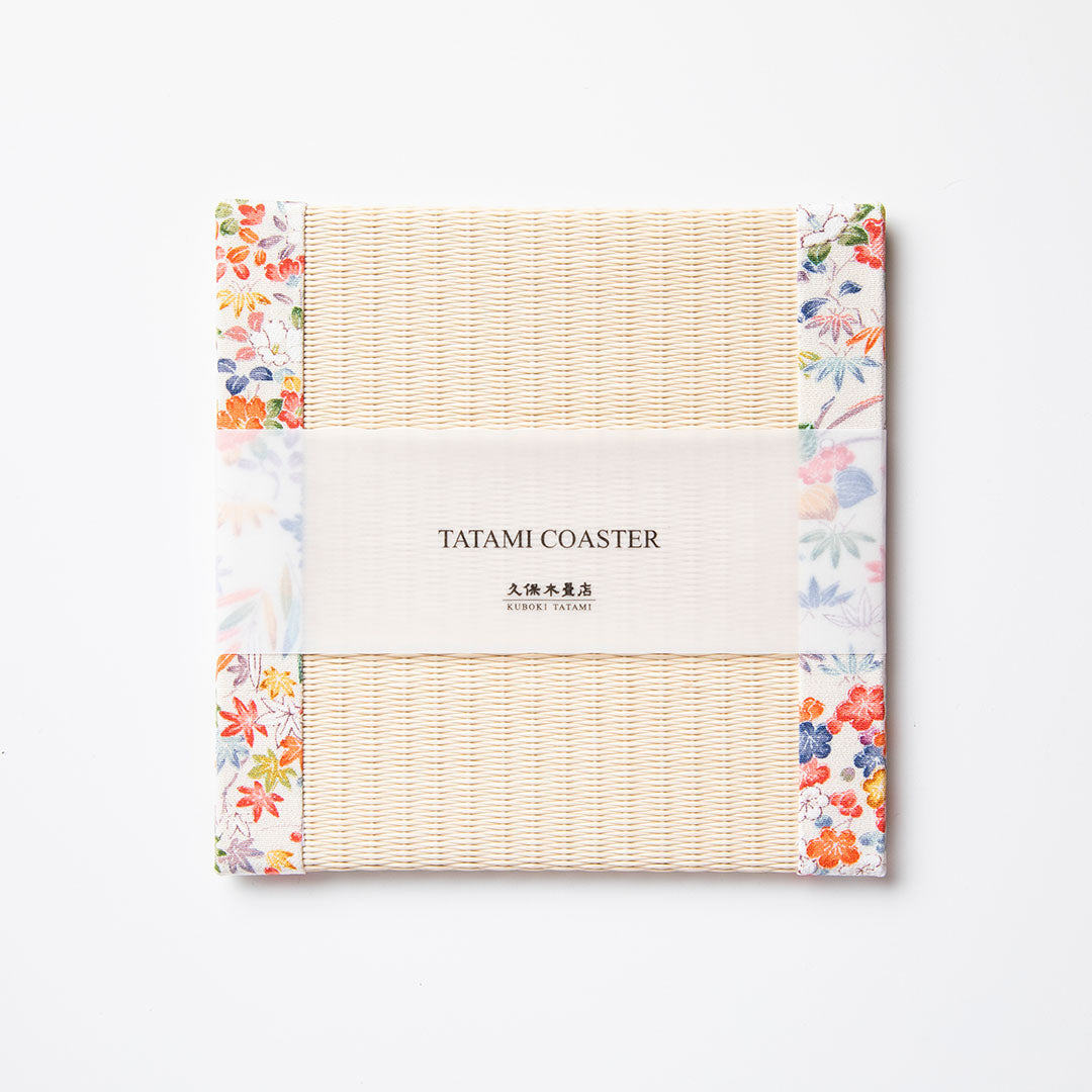C061 - Tatami Coaster Kaga Yuzen (White)