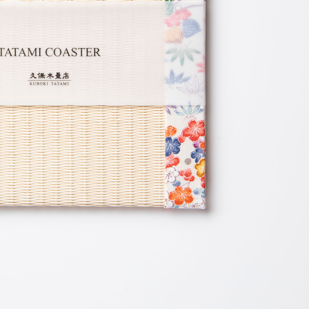 C061 - Tatami Coaster Kaga Yuzen (White)