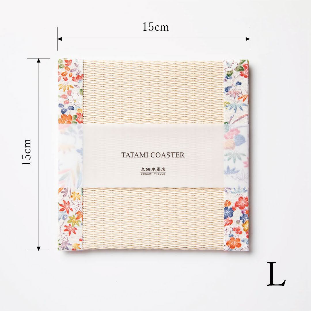 C061 - Tatami Coaster Kaga Yuzen (White)