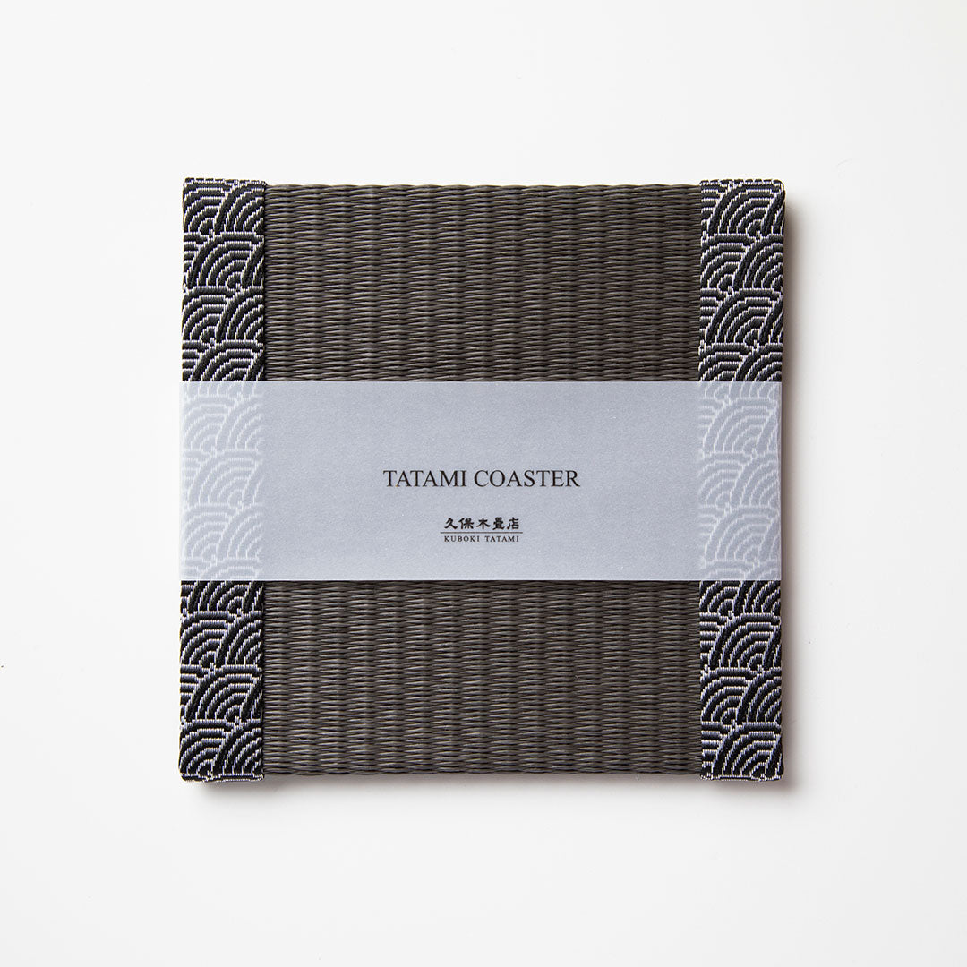 C102 - Tatami Coaster, Charcoal (Seigaiha)
