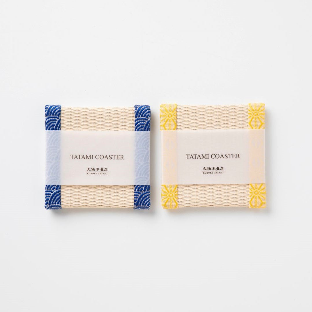 CG201 - 畳コースター2枚ギフトセット　青海波×麻の葉