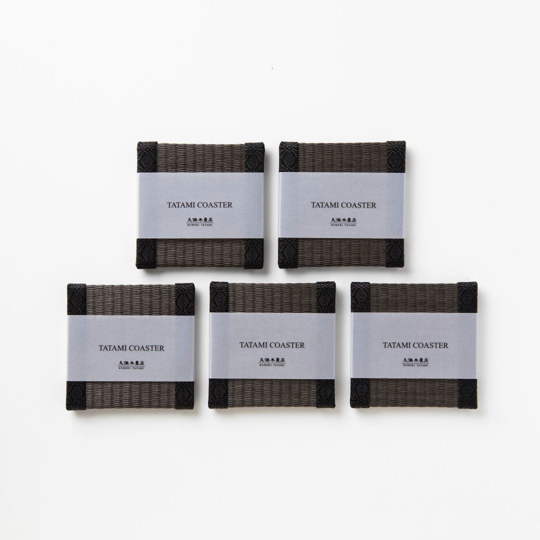 CG513 - 畳コースター5枚ギフトセット　ブラック（麻の葉）