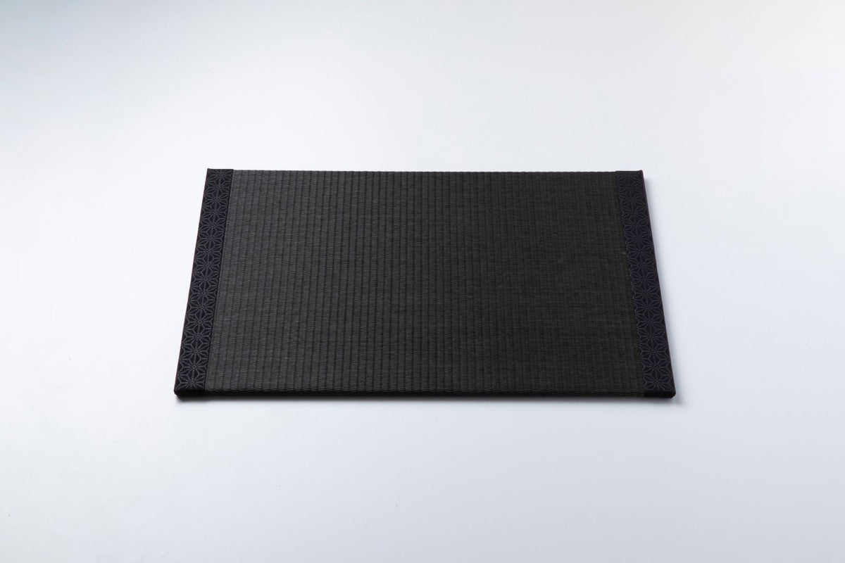 PM104 - 畳ランチョンマット ブラック（麻の葉）